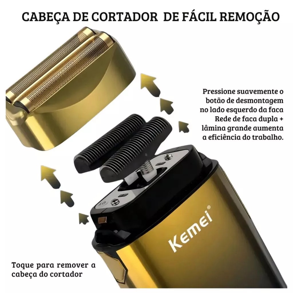 Maquina De Barbear Acabamento aparar Pelo e Cabelo KemeiKMtx10