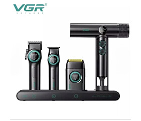 Combo Vgr Super Power 4 in 1 Corte + Acabamento + Shaver + Secador + Stand