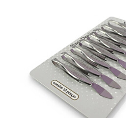 Kit 12 Pinças Stilo  Depilatorias - Aço Inoxidável