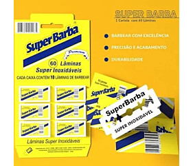 60 Laminas De Barbear Super Barba Premium Barbearia