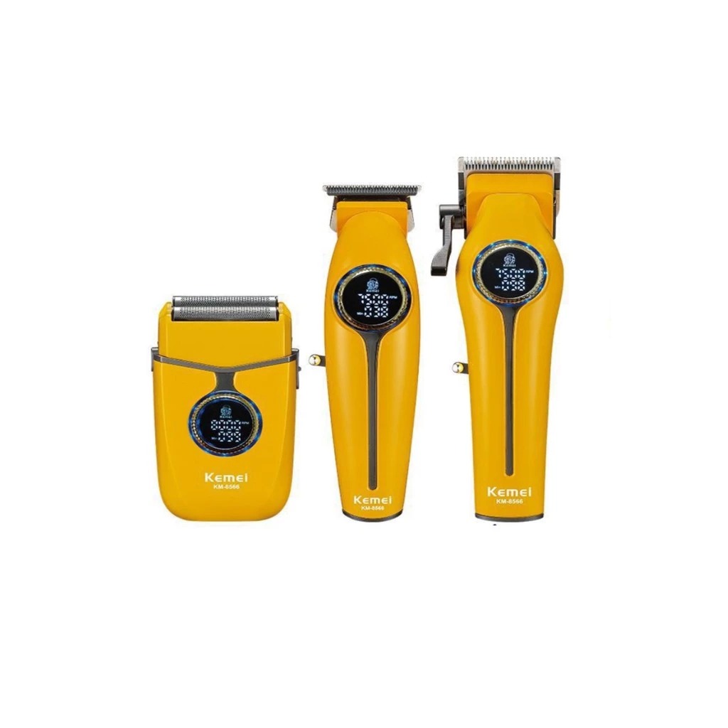 Kit Máquina de Cortar Cabelo Profissional Kemei + Máq.Acabamento + Shaver KM 8566